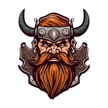 Viking logo tasarımı. Spor takımı maskotu logoti çizimi. Eps10 vektörü.