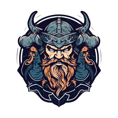 Viking logo tasarımı. Spor takımı maskotu logoti çizimi. Eps10 vektörü.