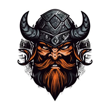 Viking logo tasarımı. Spor takımı maskotu logoti çizimi. Eps10 vektörü.