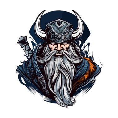 Viking logo tasarımı. Spor takımı maskotu logoti çizimi. Eps10 vektörü.