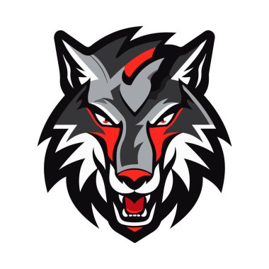 Kurt oyunu ve spor için Wolves maskotu Esport logosu tasarımı. Kurt kafasının vektör illüstrasyonu.