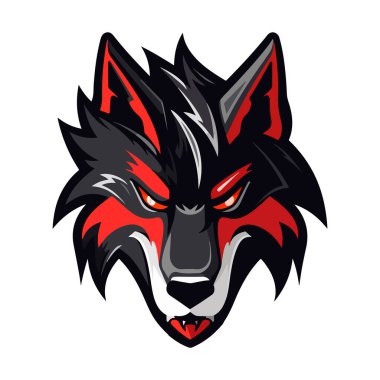 Kurt oyunu ve spor için Wolves maskotu Esport logosu tasarımı. Kurt kafasının vektör illüstrasyonu.