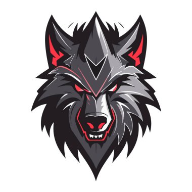 Kurt oyunu ve spor için Wolves maskotu Esport logosu tasarımı. Kurt kafasının vektör illüstrasyonu.