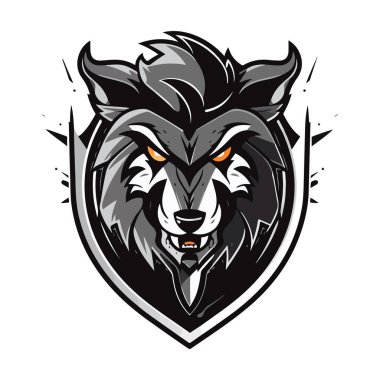 Kurt oyunu ve spor için Wolves maskotu Esport logosu tasarımı. Kurt kafasının vektör illüstrasyonu.