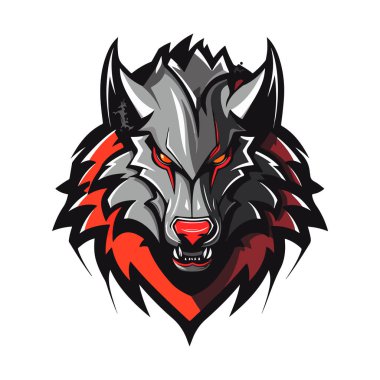 Kurt oyunu ve spor için Wolves maskotu Esport logosu tasarımı. Kurt kafasının vektör illüstrasyonu.