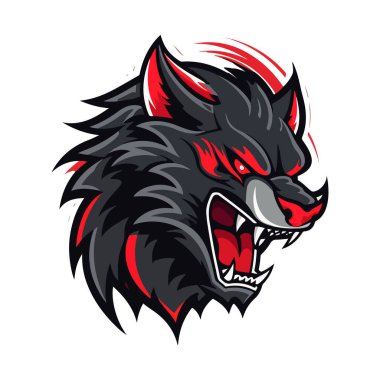 Kurt oyunu ve spor için Wolves maskotu Esport logosu tasarımı. Kurt kafasının vektör illüstrasyonu.