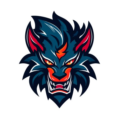 Kurt oyunu ve spor için Wolves maskotu Esport logosu tasarımı. Kurt kafasının vektör illüstrasyonu.