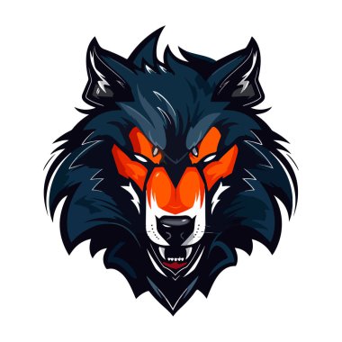 Kurt oyunu ve spor için Wolves maskotu Esport logosu tasarımı. Kurt kafasının vektör illüstrasyonu.