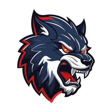 Kurt oyunu ve spor için Wolves maskotu Esport logosu tasarımı. Kurt kafasının vektör illüstrasyonu.