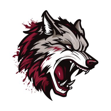 Kurt oyunu ve spor için Wolves maskotu Esport logosu tasarımı. Kurt kafasının vektör illüstrasyonu.