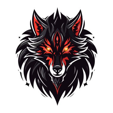 Kurt oyunu ve spor için Wolves maskotu Esport logosu tasarımı. Kurt kafasının vektör illüstrasyonu.