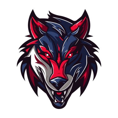 Kurt oyunu ve spor için Wolves maskotu Esport logosu tasarımı. Kurt kafasının vektör illüstrasyonu.