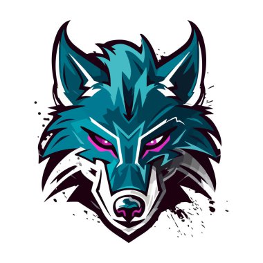 Kurt oyunu ve spor için Wolves maskotu Esport logosu tasarımı. Kurt kafasının vektör illüstrasyonu.