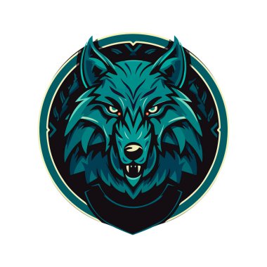 Kurt oyunu ve spor için Wolves maskotu Esport logosu tasarımı. Kurt kafasının vektör illüstrasyonu.