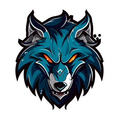 Kurt oyunu ve spor için Wolves maskotu Esport logosu tasarımı. Kurt kafasının vektör illüstrasyonu.