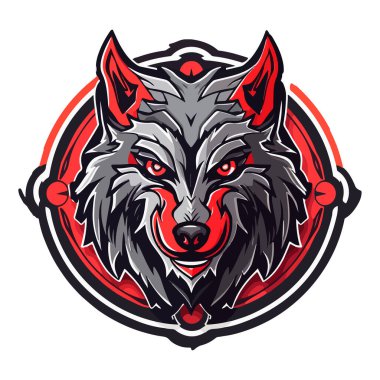 Kurt oyunu ve spor için Wolves maskotu Esport logosu tasarımı. Kurt kafasının vektör illüstrasyonu.