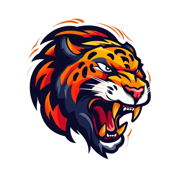 Projekt Logo Sportowego Tygrysa Tygrys Zwierzę Maskotka Głowa Wektor Ilustracji — Wektor stockowy