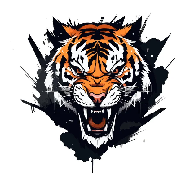 Tiger Maskot Sport Logotyp Design Tiger Djur Maskot Huvud Vektor — Stock vektor