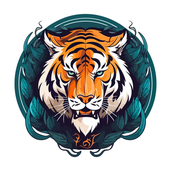 Tiger Mascote Esporte Logotipo Design Tiger Animal Mascote Cabeça Vetor — Vetor de Stock
