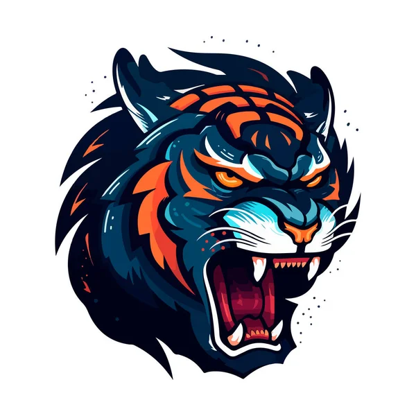 Tiger Mascote Esporte Logotipo Design Tiger Animal Mascote Cabeça Vetor —  Vetores de Stock