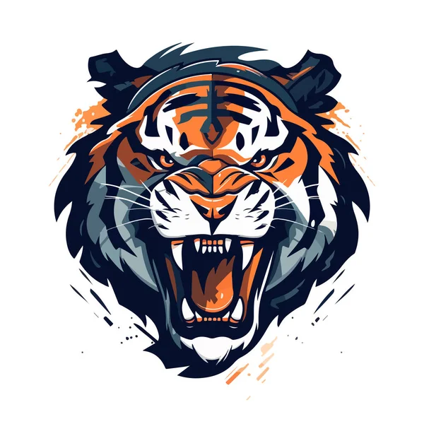 Projekt Logo Sportowego Tygrysa Tygrys Zwierzę Maskotka Głowa Wektor Ilustracji — Wektor stockowy