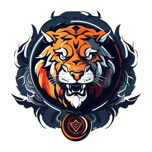 Tiger Mascote Esporte Logotipo Design Tiger Animal Mascote Cabeça Vetor —  Vetores de Stock