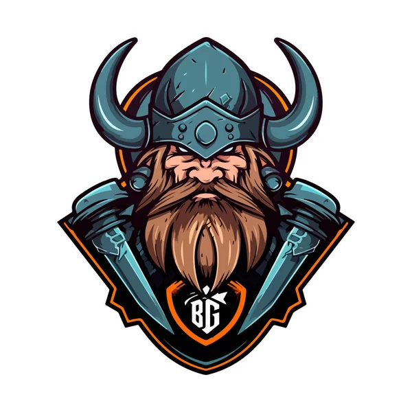 Diseño Del Logo Vikingo Ilustración Del Logotipo Mascota Del Equipo — Vector de stock
