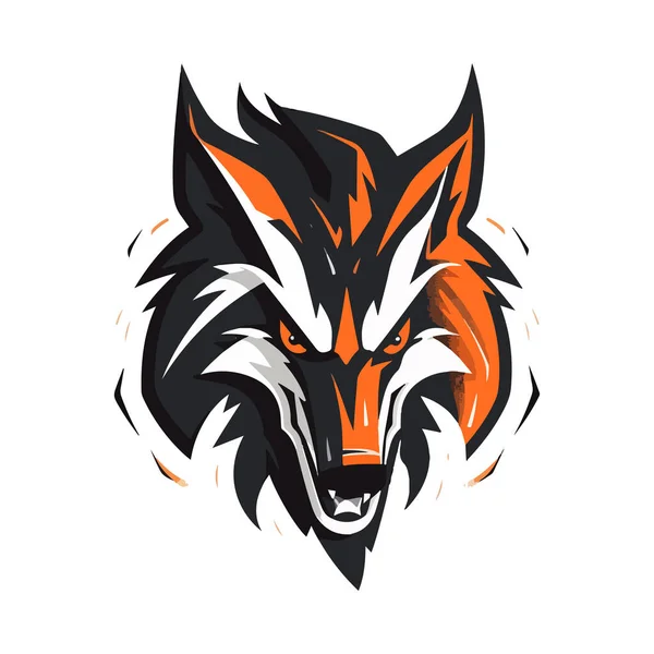 オオカミのマスコットスポーツ狼ゲームやスポーツのためのロゴキャラクターデザイン オオカミ頭のベクトル図 — ストックベクタ
