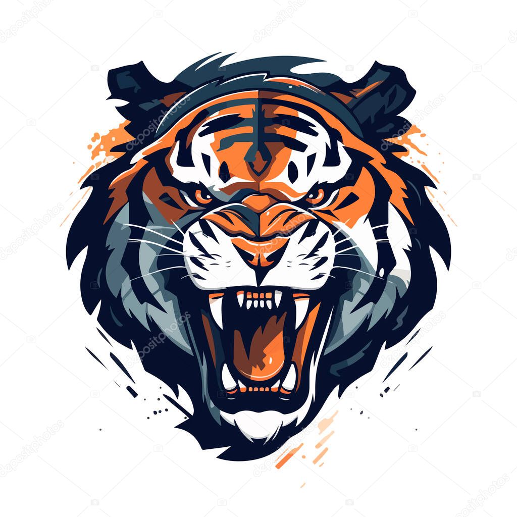 Tiger mascot sport logo design. Tiger animal mascot head vector illustration logo. Wild cat head mascot, Tiger head emblem design for eSports team.