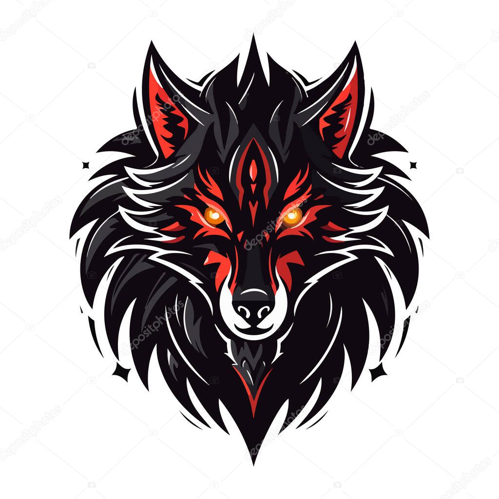 Wolves mascot esport logo character design for wolf gaming and sport. Vector illustration of wolf head.