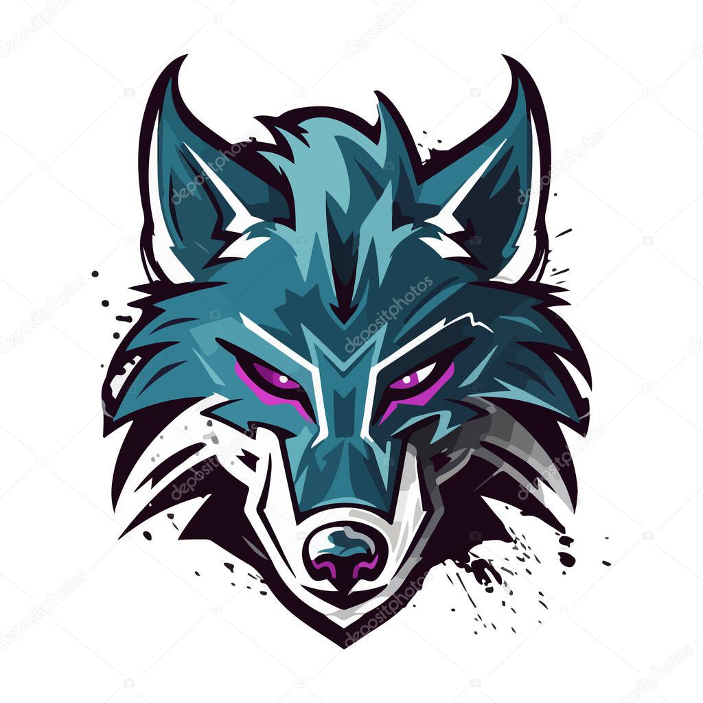 Wolves mascot esport logo character design for wolf gaming and sport. Vector illustration of wolf head.