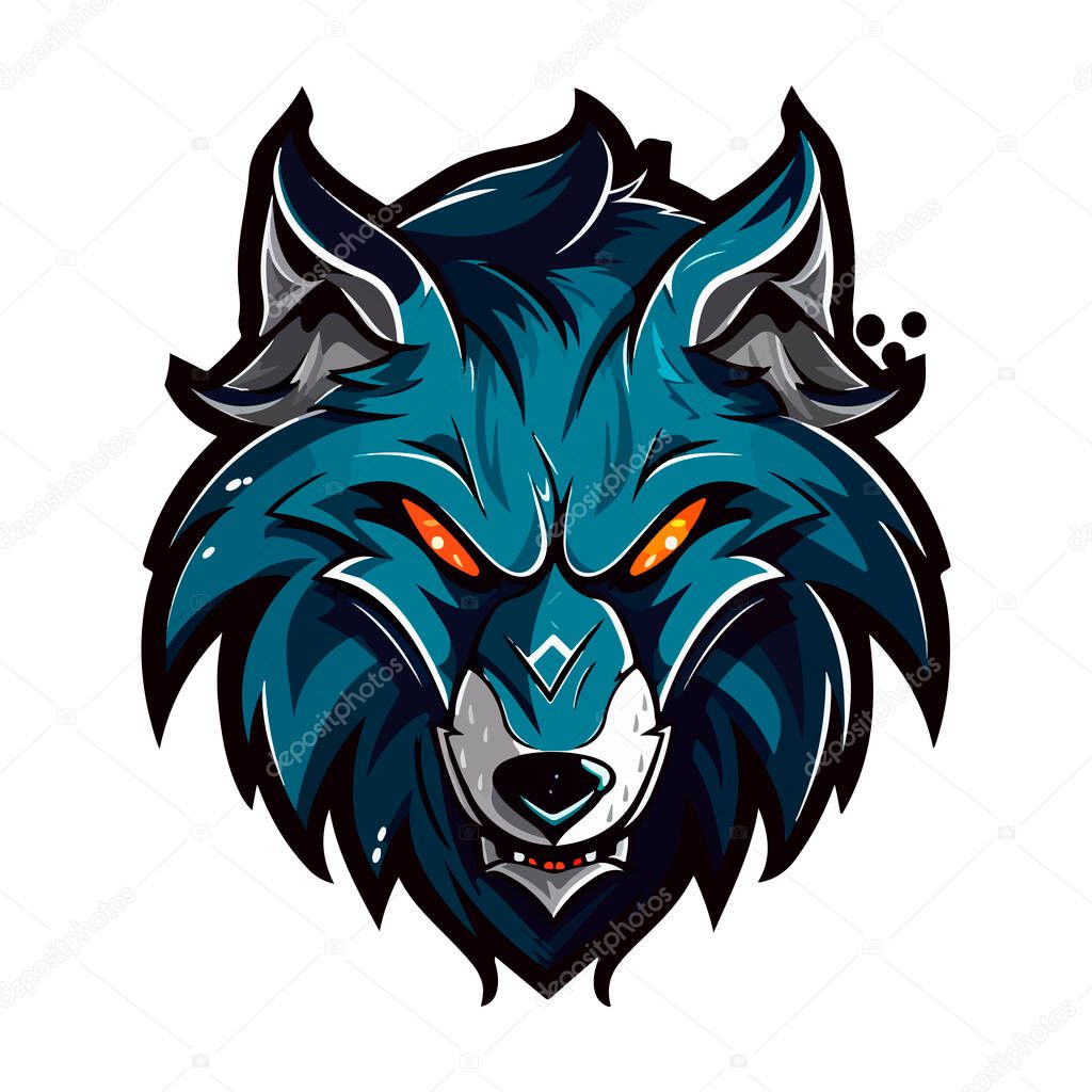 Wolves mascot esport logo character design for wolf gaming and sport. Vector illustration of wolf head.