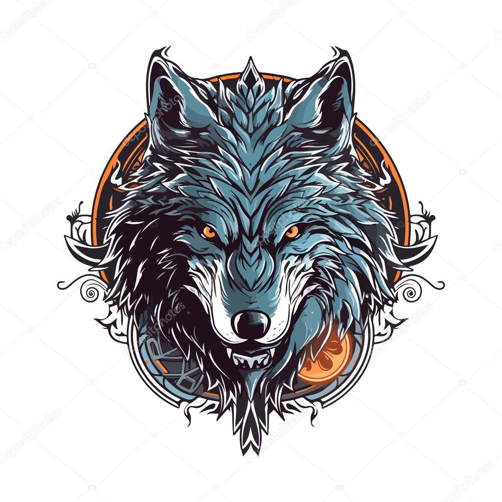 Wolves mascot esport logo character design for wolf gaming and sport. Vector illustration of wolf head.