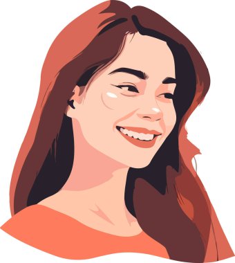 Genç ve güzel bir kadının vektör portresi