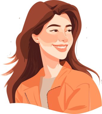 Genç ve güzel bir kadının vektör portresi