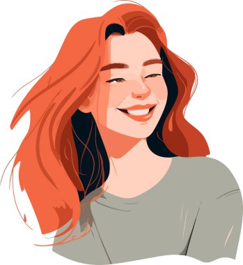 Genç ve güzel bir kadının vektör portresi