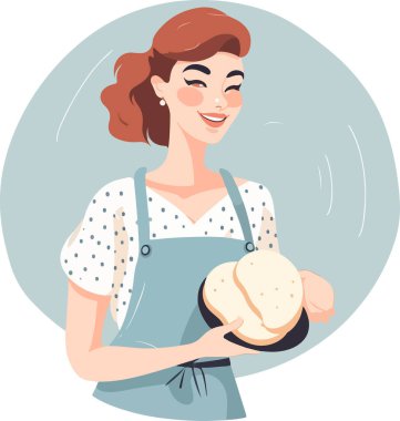 Mutfakta yemek yapan genç bir kadın. Sağlıklı yiyecekler. Sağlıklı yaşam tarzı. Evde yemek pişirmek. vektör çizimleri.
