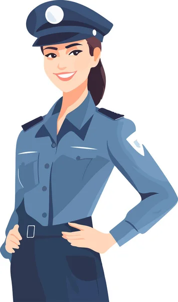 Üniformalı Güzel Kız Polis Memuru Vektör Çizimi Beyaz Arkaplanda Izole — Stok Vektör
