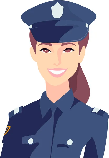 Beautiful Girl Police Officer Uniform Vector Illustration Isolated White Background — Stock Vector