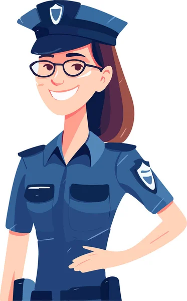 Mooi Meisje Politieagent Uniform Vector Illustratie Geïsoleerd Witte Achtergrond — Stockvector