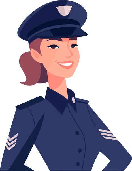 stock vector Beautiful girl police-officer in uniform. Vector illustration. Isolated on white background