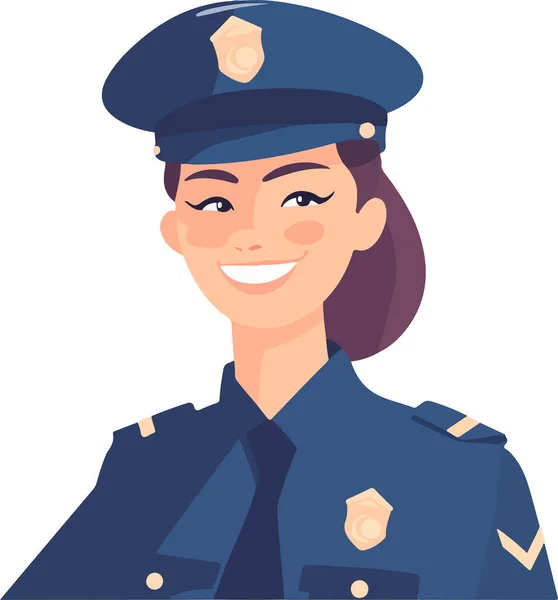 Krásná Policistka Uniformě Vektorová Ilustrace Izolováno Bílém Pozadí — Stockový vektor