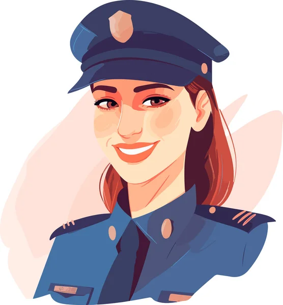 制服を着た美しい少女警察官 ベクトルイラスト 白地に隔離された — ストックベクタ
