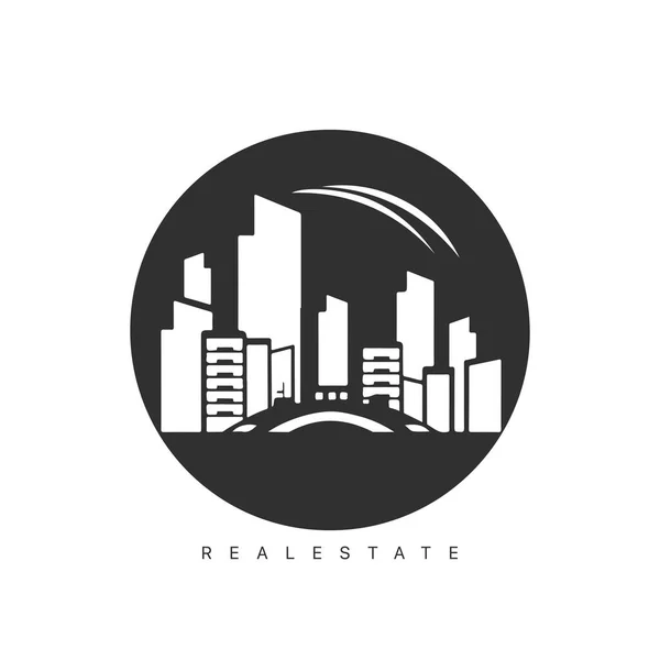 Projekt Logo Nieruchomości Linii Stylu Sztuki Wektor Budownictwa Miejskiego Abstrakcyjny — Wektor stockowy