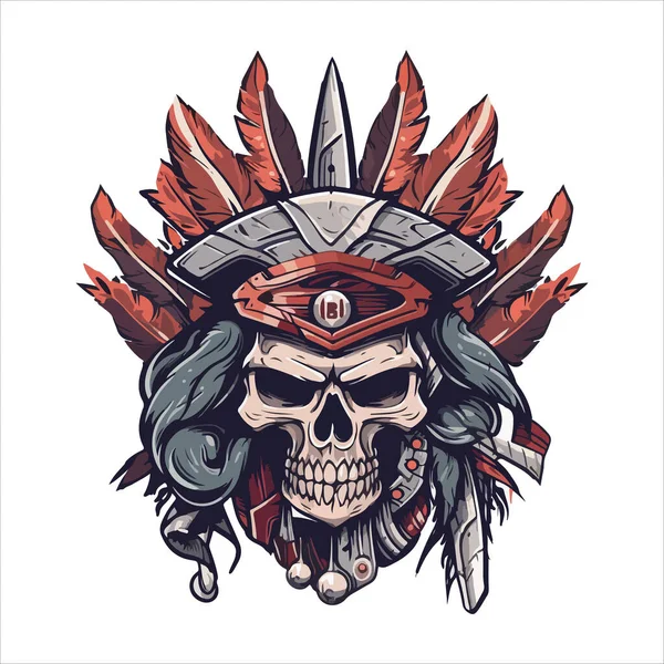 Premium Vector  Indian warrior skull tattoo symbolic design