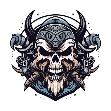 Kafatası amblem vektör logosu. Çağdaş insan kafatası.