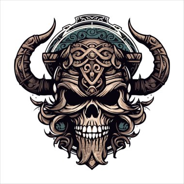 Kafatası amblem vektör logosu. Çağdaş insan kafatası.