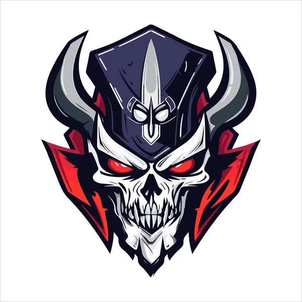 Skull Emblem Vector Logo Agressive Human Skull — Stock Vector