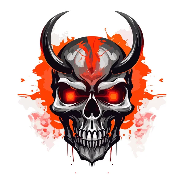 Skull Emblem Vector Logo Agressive Demonic Horned Skull — Stock Vector
