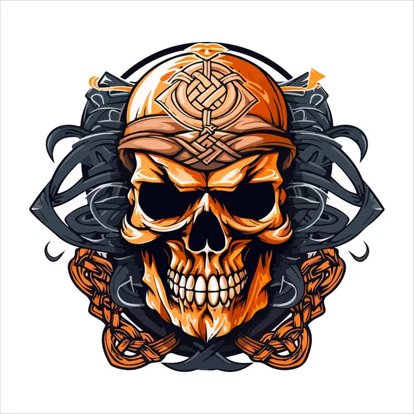 Logo Del Vector Del Emblema Del Cráneo Cráneo Humano Agresivo — Archivo Imágenes Vectoriales